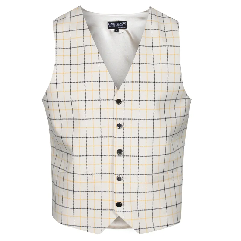 Equetech Classic Mens Tattersall Waistcoat Gold/Black Check